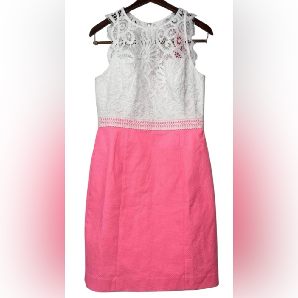 LILLY PULITZER Pink and White Lace Dress